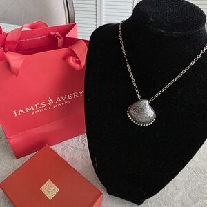 James Avery Silver Shell Pendant Necklace - Black Chain
